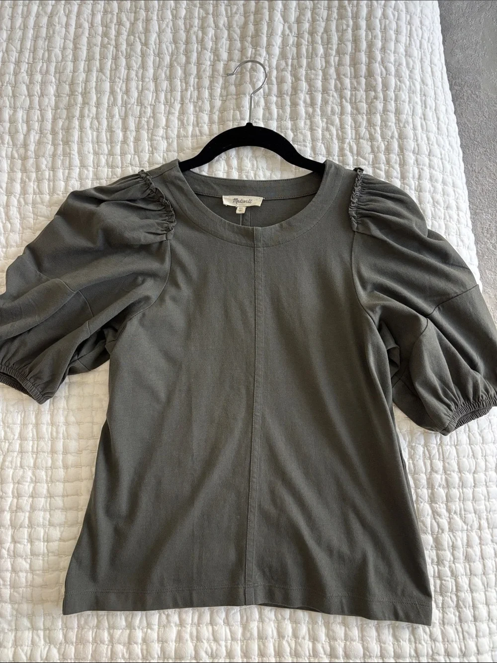 Madewell Charcoal Puff-Sleeve Knit Top